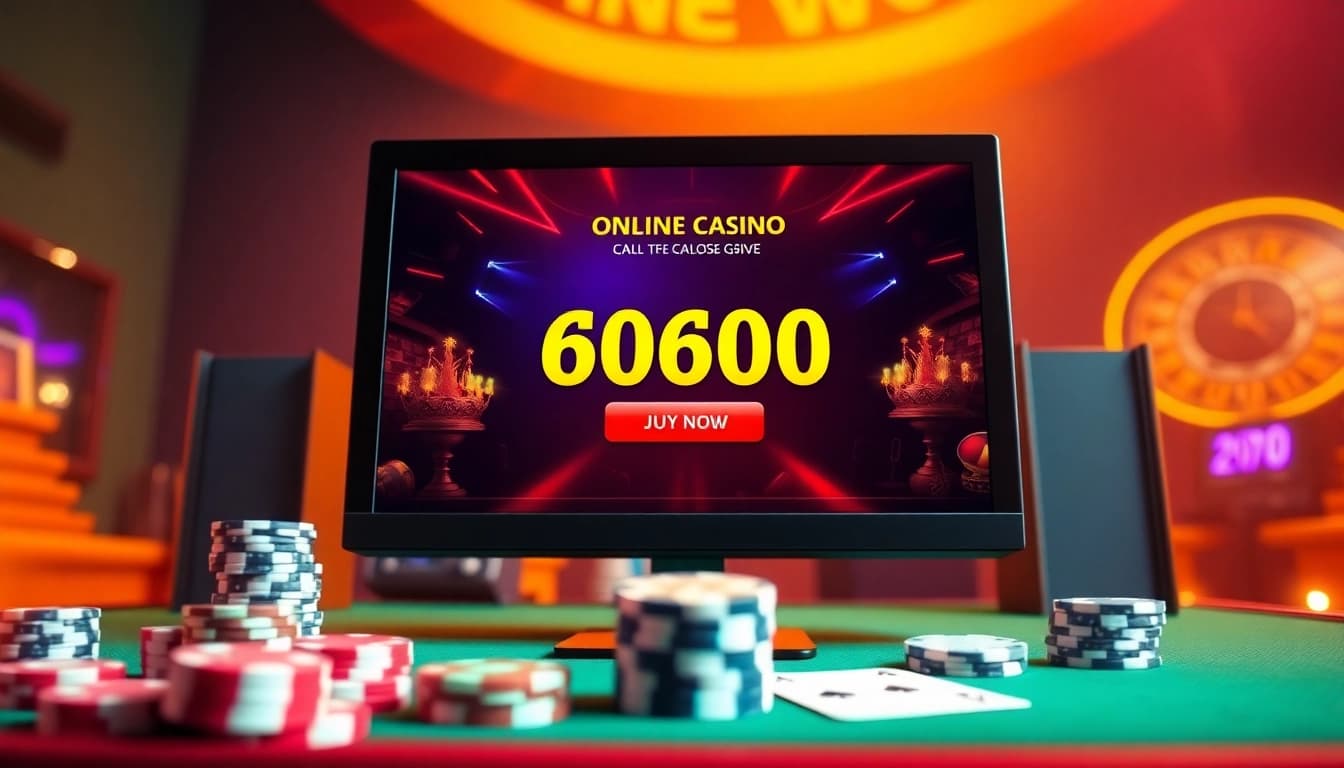 Discover the exciting online casino bonus offers on display in a vibrant gaming setup.