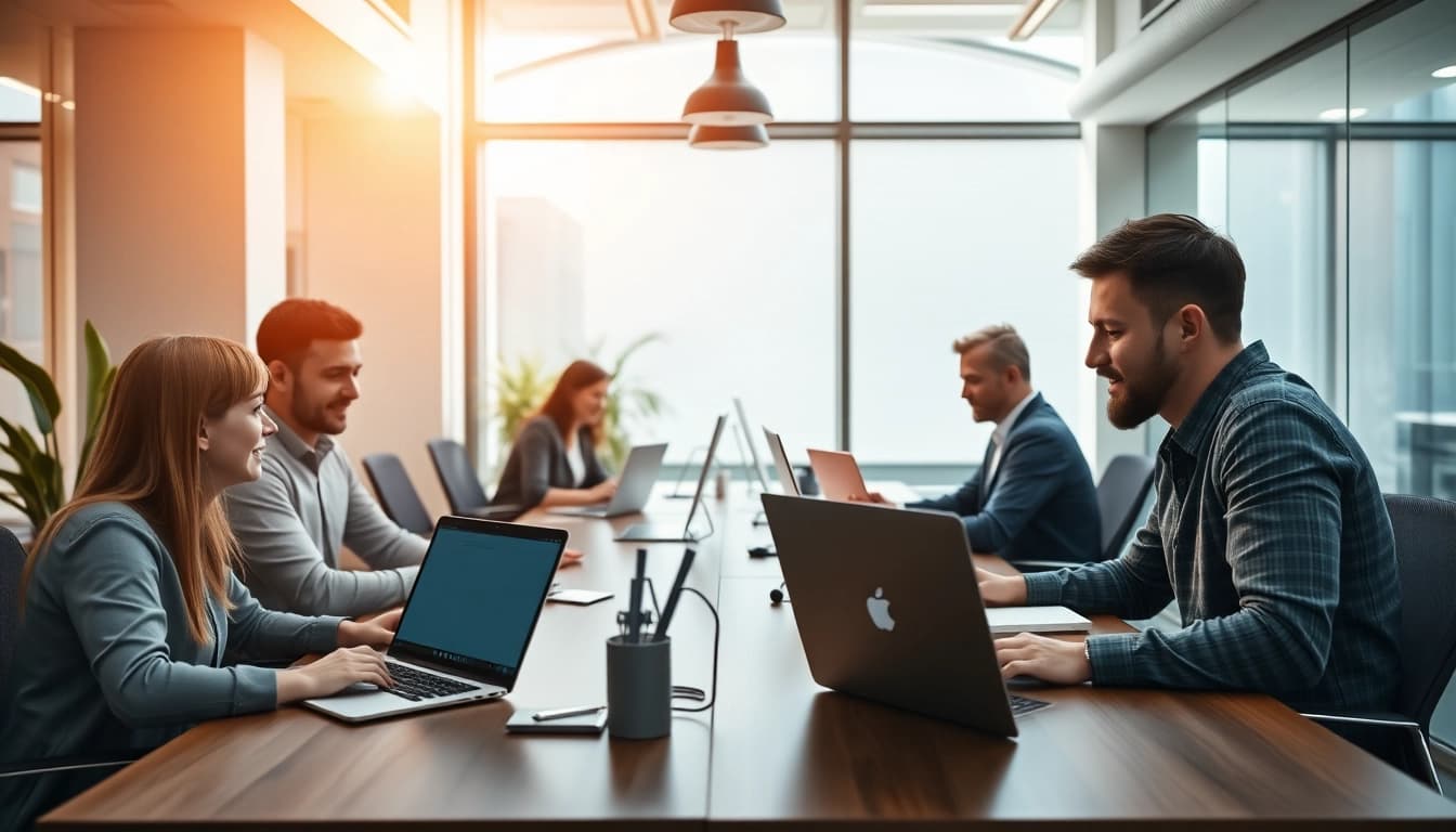 Linkedin Agentur zeigt ein Team, das gemeinsam an effektiven LinkedIn-Anzeigen arbeitet, um Marketingziele zu erreichen.