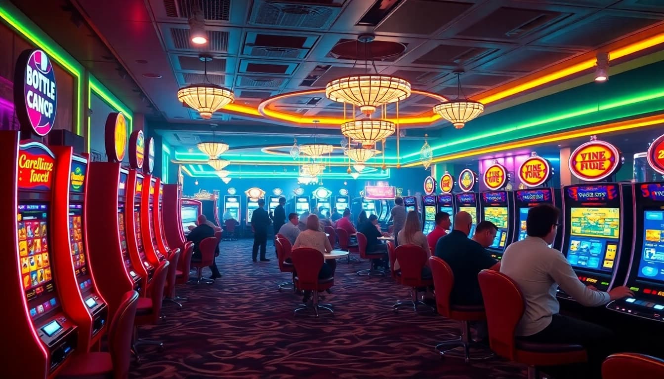 Spielen Sie im online casino ohne anmeldung mit aufregenden Spielautomaten und lebhaften Lichtern.