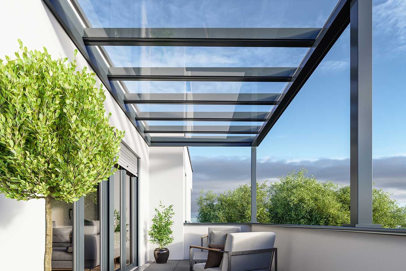 Komfort im Garten mit Terrassenüberdachung Krefeld von Glasbau West