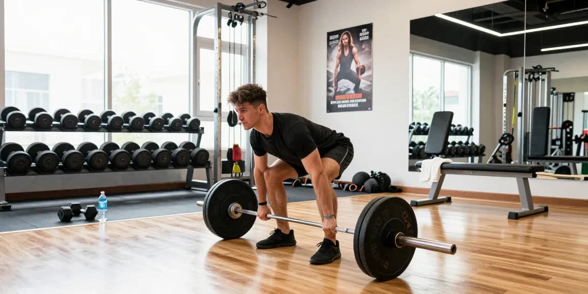 Anabolika Shop Deutschland - Athlet hebt Gewichte in einem modernen Fitnessstudio und zeigt Hingabe zum Bodybuilding und Fitness.