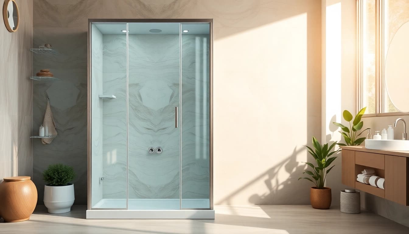 Duschkabine 100x100 Pendeltür in elegantem Badezimmer-Design