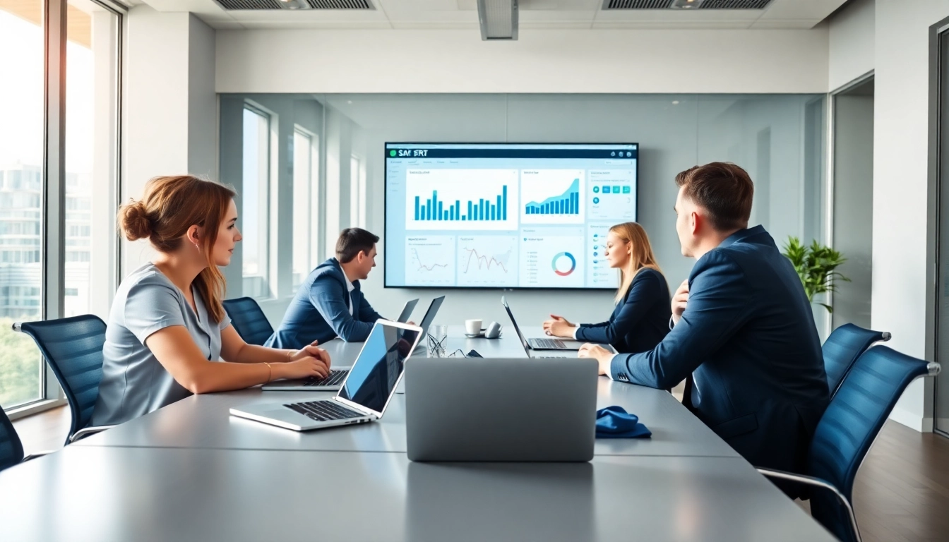 Effektive Implementierung von SAP ERP in einem modernen Geschaeftstreffen.