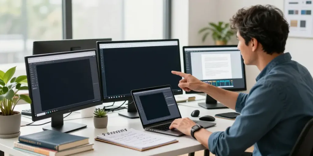 Webdesign Saarland: Designer und Kunde beim Entwerfen von Webseiten-Prototypen in kreativem Büro.