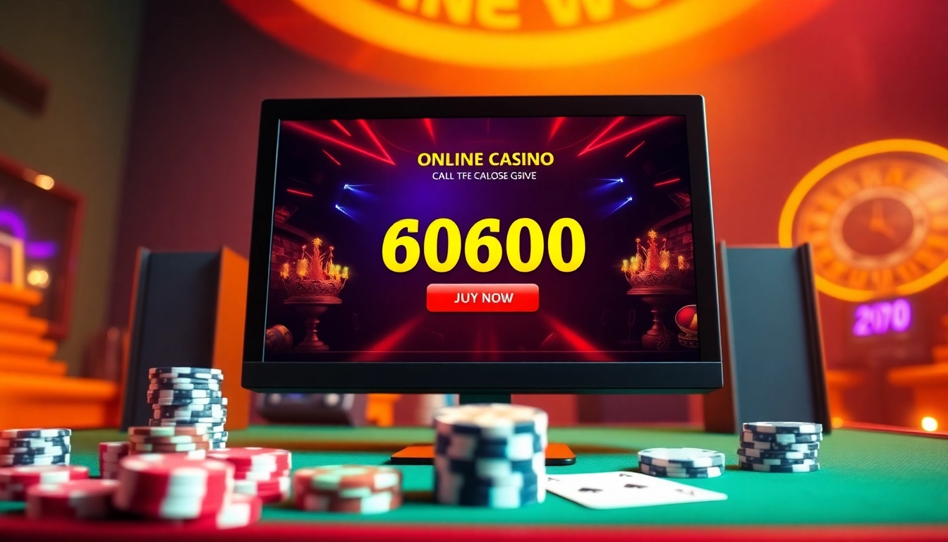 Discover the exciting online casino bonus offers on display in a vibrant gaming setup.