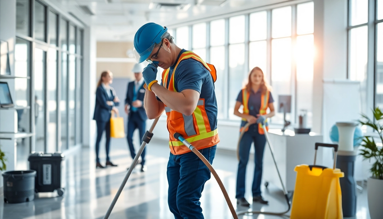 Effiziente berlin gebäudereinigung durch ein professionelles Team in einem modernen Büro.