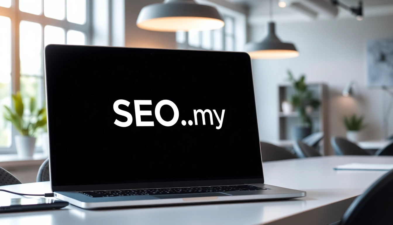 Optimieren Sie die digitale Landschaft mit SEO.my und einem modernen Büro-Setup für effektives Marketing.