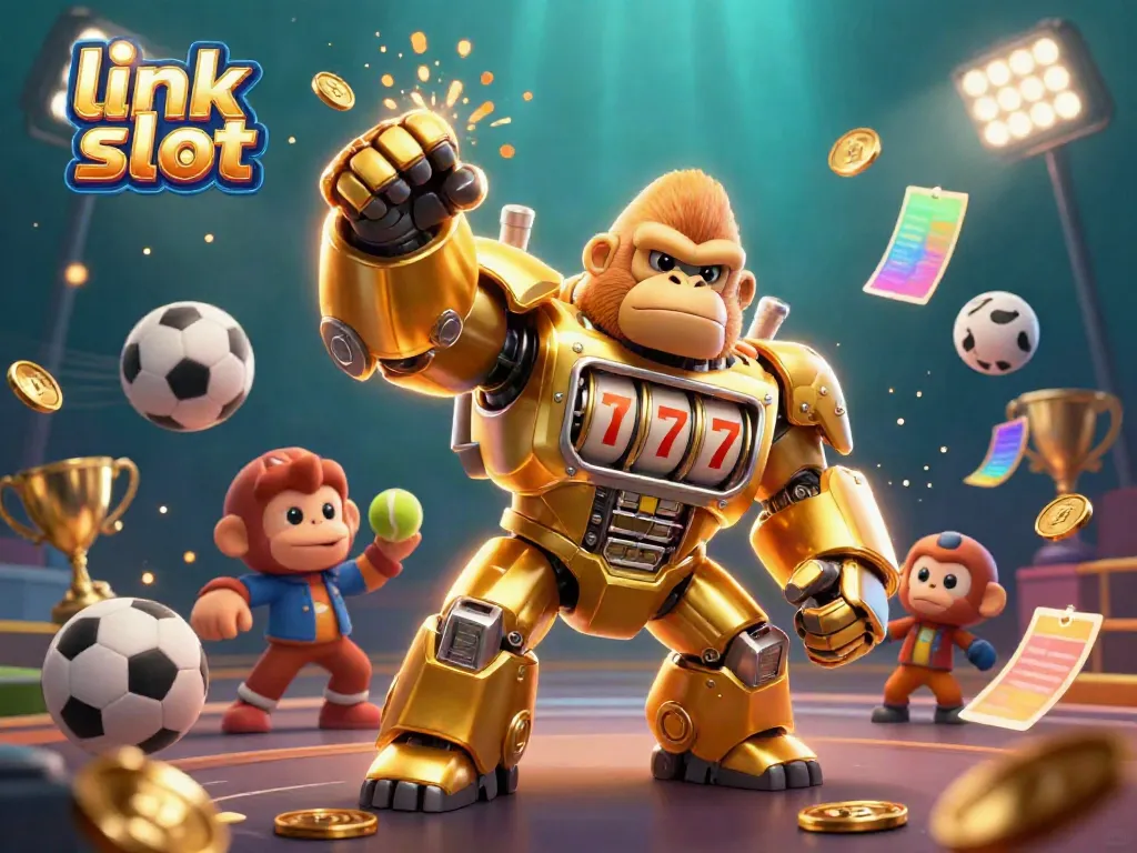 Experience thrilling gameplay with link slot in this vibrant casino-themed 3D illustration.