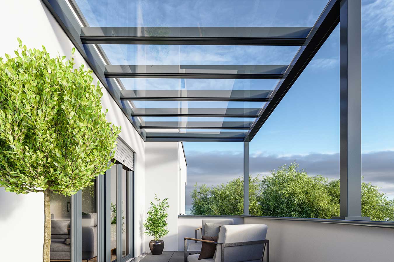 Komfort im Garten mit Terrassenüberdachung Krefeld von Glasbau West