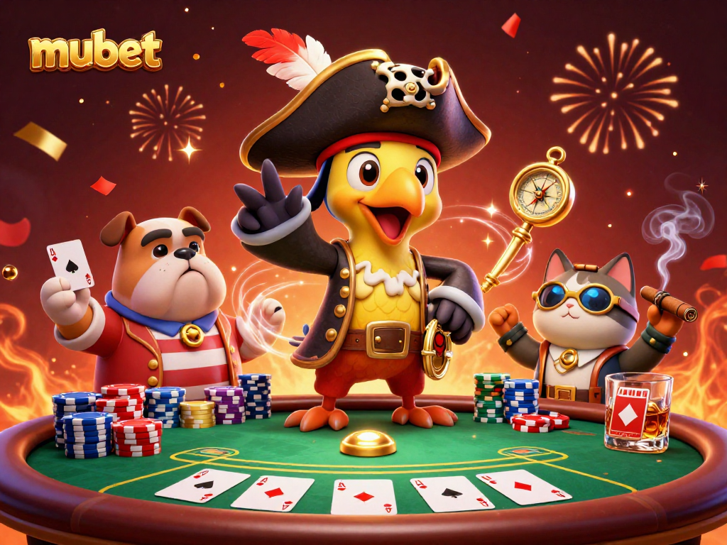 Engage in thrilling poker action with mubet, featuring a lively scene and vibrant game elements.