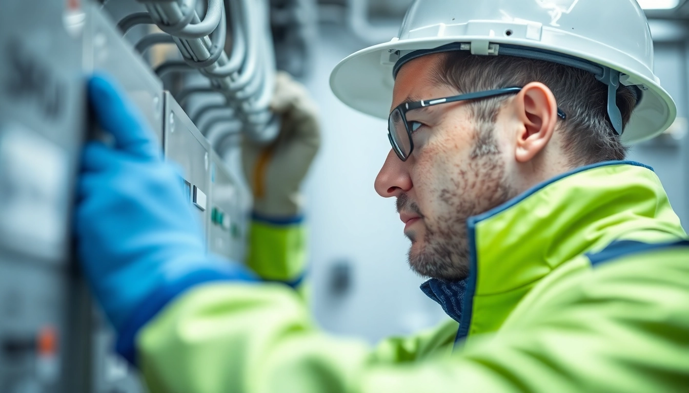 Electrician conducting DGUV V3 Prüfung to ensure electrical safety standards are met.