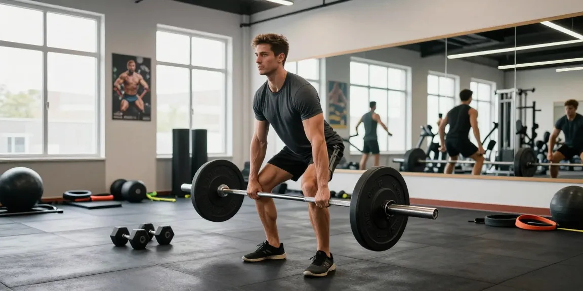 Athletic man lifting weights in a gym focusing on Unique Pharma Steroids for fitness.