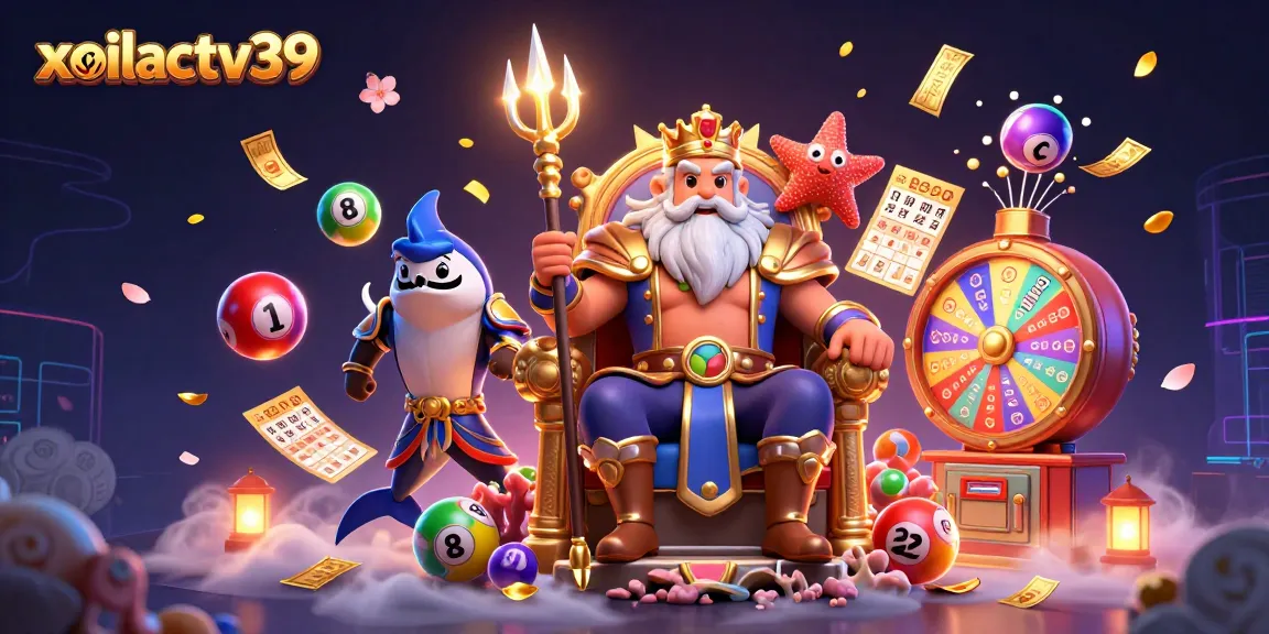 xoilactv39 engages players with vibrant lottery elements in a whimsical underwater scene.