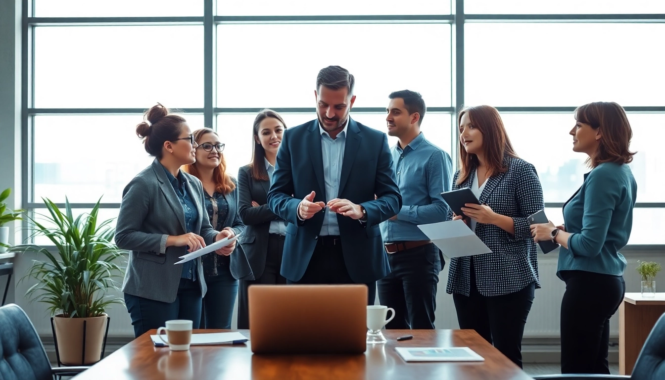 Headhunter Ingenieure in einer modernen Büroumgebung, die bereit sind, Ingenieure zu beraten.