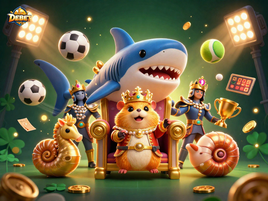 Bet on DEBET to experience thrilling casino adventures with a colorful cartoon motif.