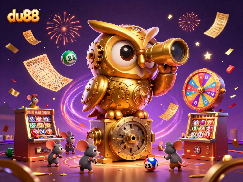 Experience du88's excitement with a vibrant 3D casino illustration showcasing dynamic gaming elements.