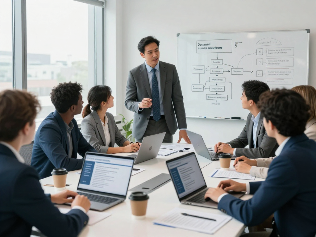 Branchenlösungen – Übersicht: Beratungssitzung zu Datenschutz und digitaler Barrierefreiheit in modernem Büro.