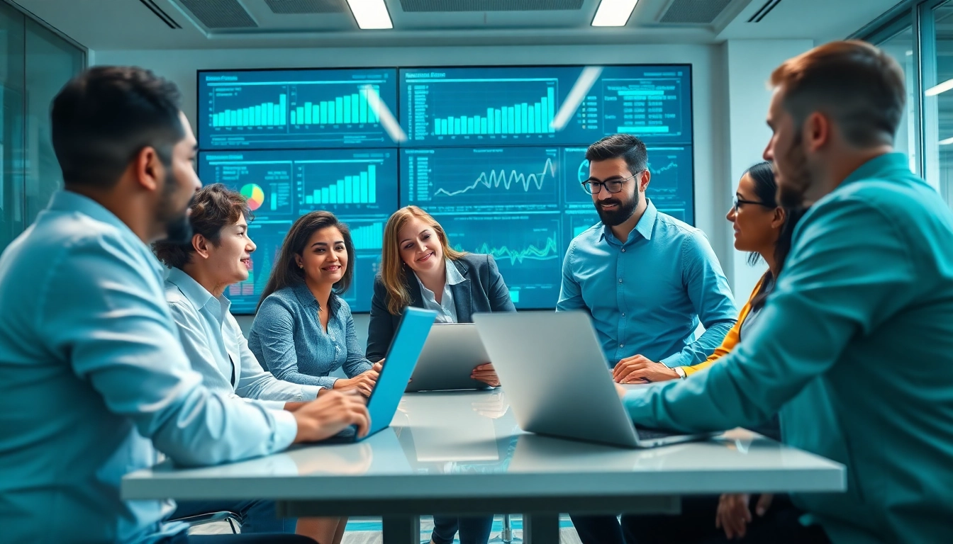 IT Dienstleister in moderner Bueroatmosphaere waehrend strategischer Diskussionen.