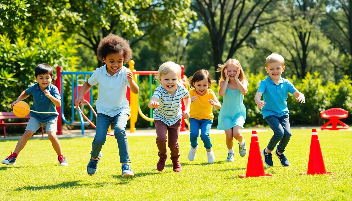 Details jetzt lesen ueber kreative Bewegungsspiele mit Kindern in einem sonnigen Park.