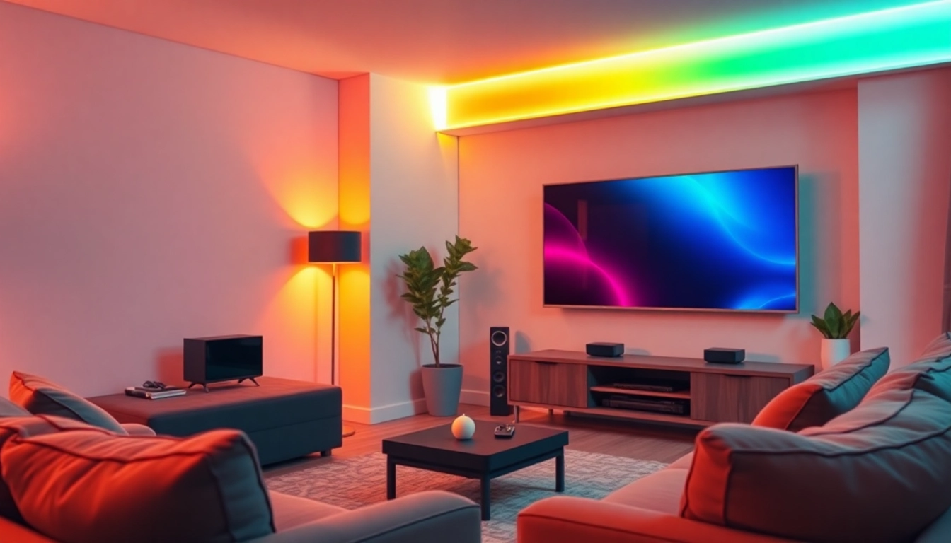 Discover the benefits of iptv kaufen with a modern home theater showcasing a sleek TV and streaming device.