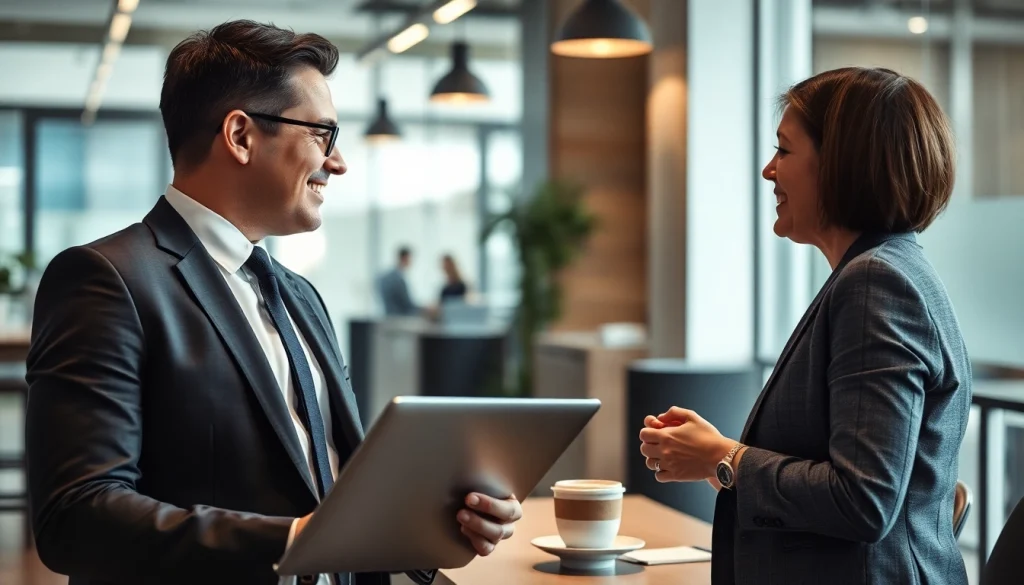 Professioneller Headhunter Gastronomie berät Klienten in modernem Büro.