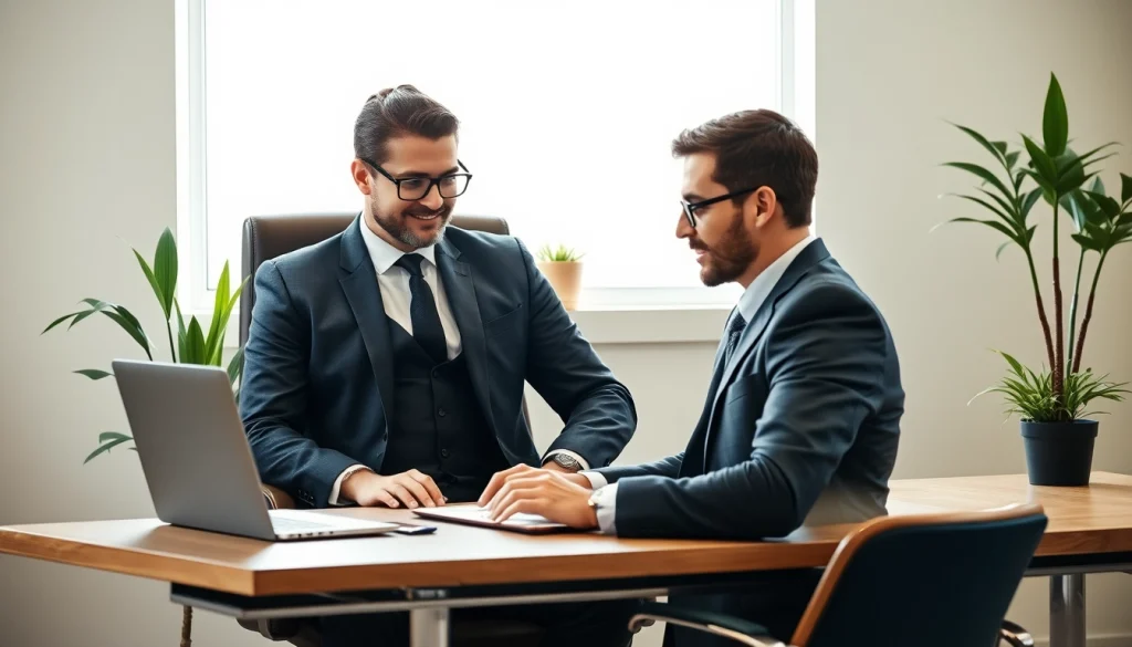 Headhunter arbeitet konzentriert in einem modernen Büro mit Laptop.