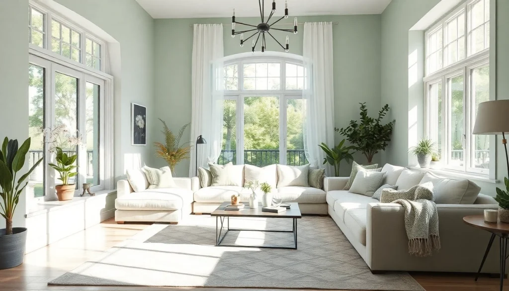 Innovative Raumgestaltung in einem stilvollen Wohnzimmer mit sanften Pastellfarben und natürlichem Licht.