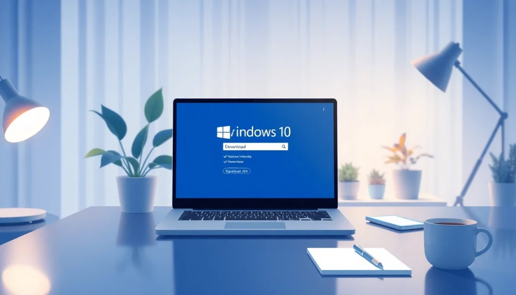 Facilitate your windows 10 download with a laptop in an inviting workspace.