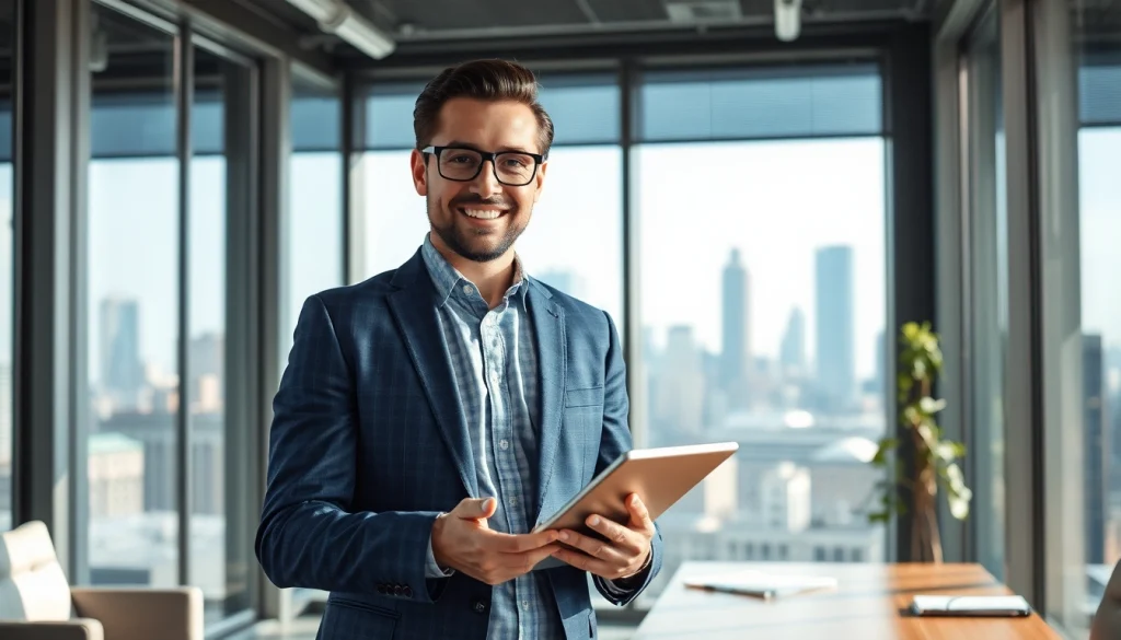 Headhunter IT berät IT-Kandidaten in modernem Büro mit Technologie.