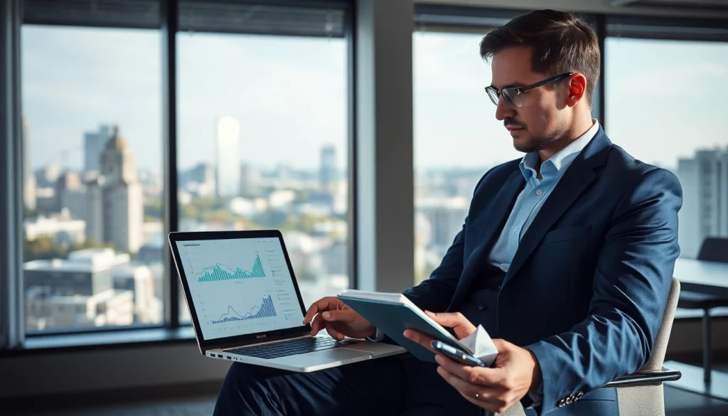 Professioneller Headhunter IT analysiert digitale Daten in modernem Büro.