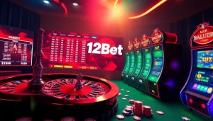 Experience the thrill of 12Bet with gambling action featuring betting odds, roulette, and slots.