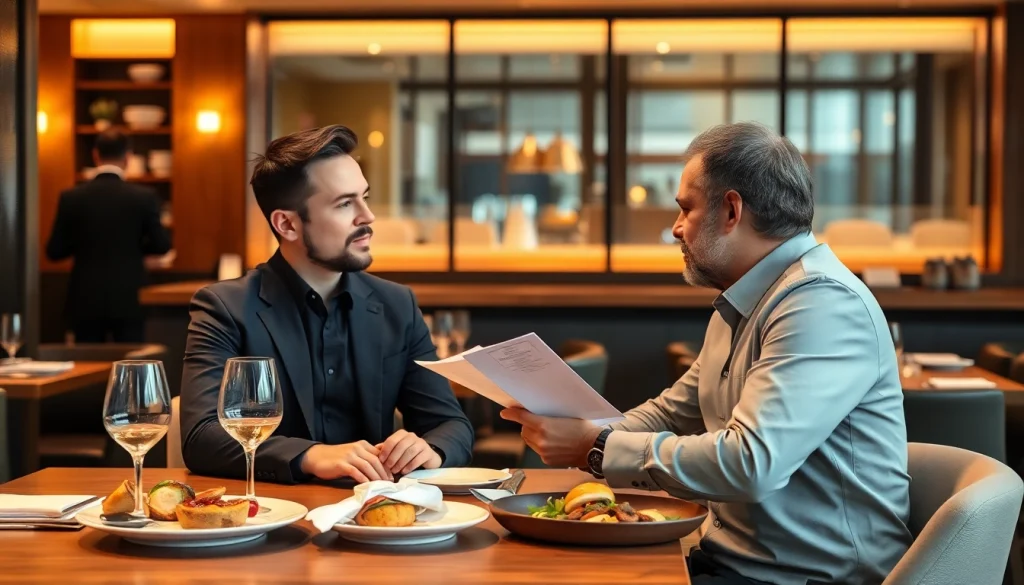 Beratung eines Headhunter Gastronomie in einem eleganten Restaurant mit kulinarischen Köstlichkeiten.