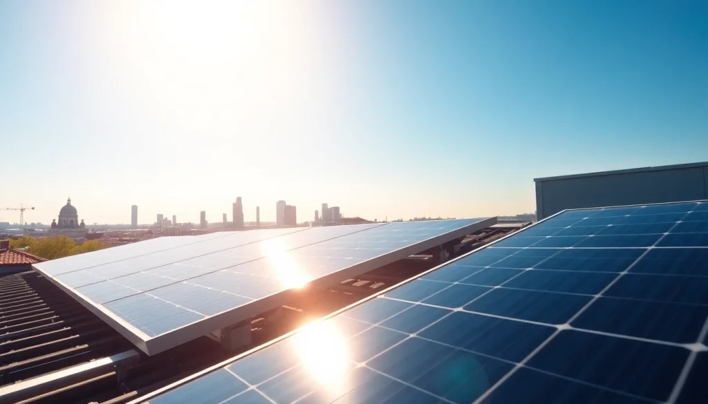 Pv anlagen wien auf einem urbanen Dach mit ausreichend Sonnenschein.