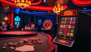 Experience thrilling gameplay at the B52 club with lively casino tables and roulette wheels.