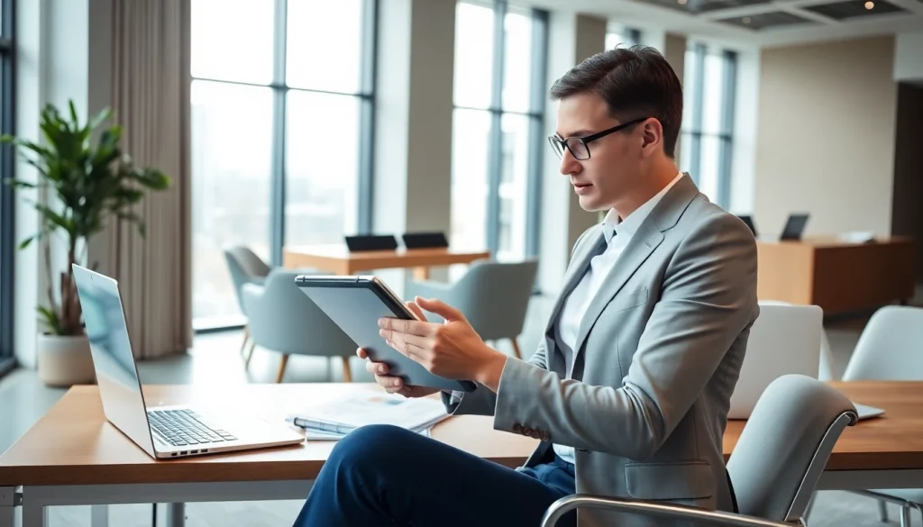 Headhunter Schweiz analysiert Kandidatenprofile in einem modernen Büro.