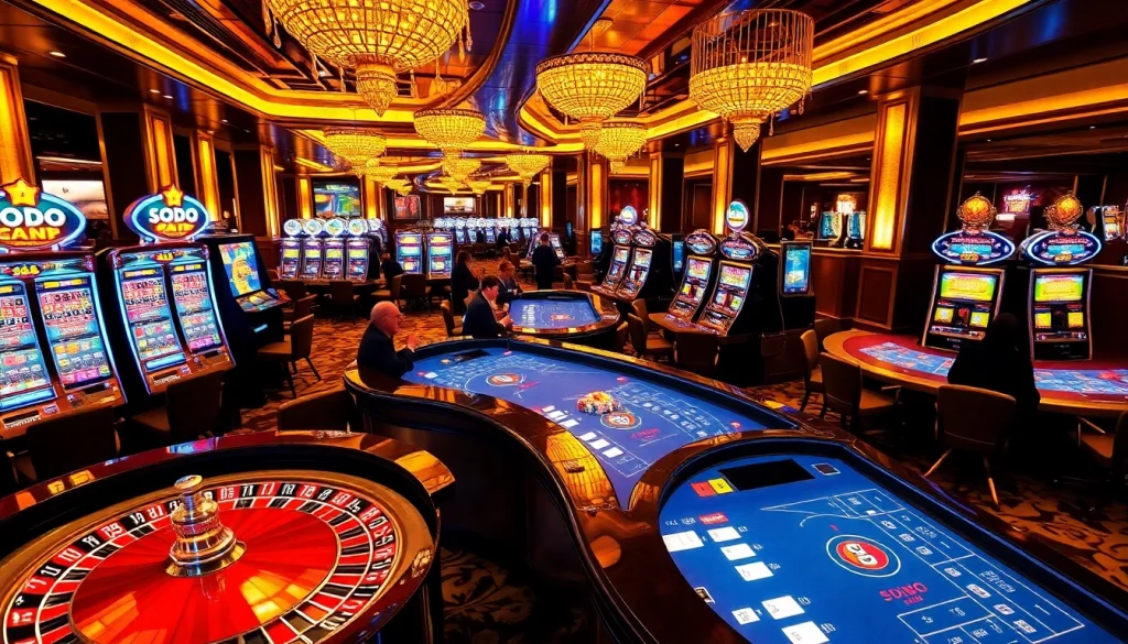 SODO 66 casino excitement with vibrant tables, slot machines, and thrilling atmosphere.