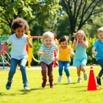Details jetzt lesen ueber kreative Bewegungsspiele mit Kindern in einem sonnigen Park.